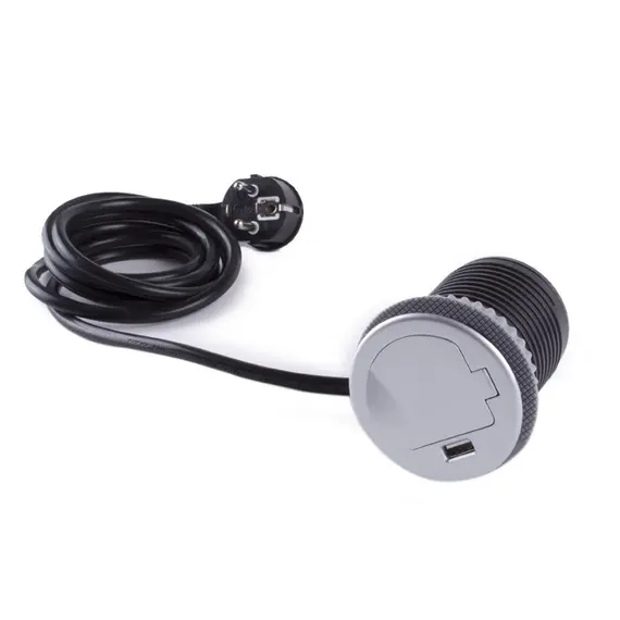 Удлинитель SINGLE BOX 1xSchuco(розетка) 1xUSB, провод 1,8 м арт.SINGLEBOX-1G1U-DE-01