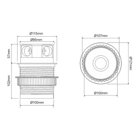 Удлинитель TETRA BOX  3xSchuco(розетка) 2xUSB, провод 1,5 м арт.TETRABOX-4G2U-DE-01 - 1