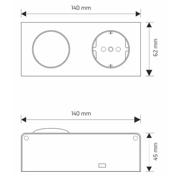 Розетка MINI BOX Schuco(розетка), 1 выключатель, алюм арт.KOMBIBOX-SCHU-06 - 1