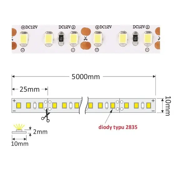 LED лента PREMIUM 600 LED 2835 IP20 10 мм 4000К 60W/5m арт.R-2835-600-20-40K-02 - 2