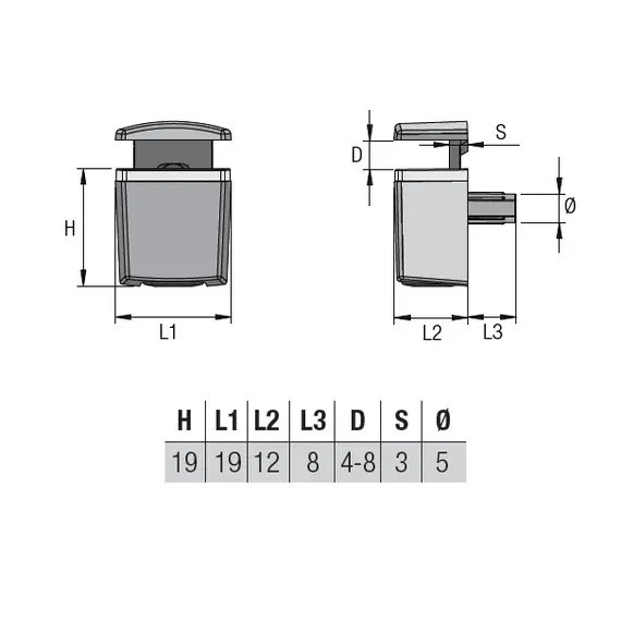 Полкодержатель для стеклянных полок с винтом арт.MV50ZNL - 1