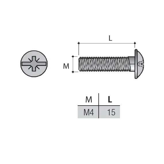 Стяжка межсекционная "папа" М4х15 мм с полукруглой головкой, никель арт.VC01FNL - 1