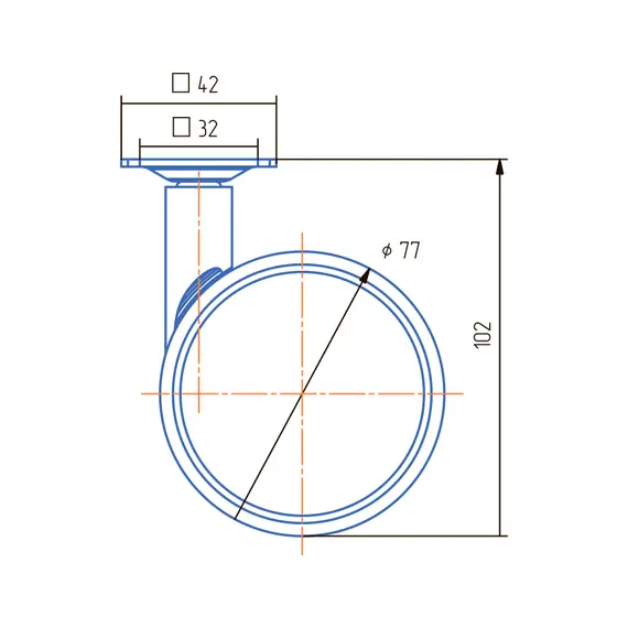 Опора колесная ОК 80 мм метал. площадка б/торм.м/х (ОКМ80М.Х) - 1