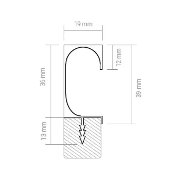 Профиль Front Line P мини L=3 м (алюминий) арт.PROF-FRONTLINE-P-AL-3M-W HLT - 1