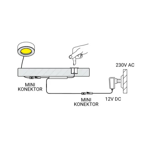Выключатель сенсорный LED 12VDC 24W хром арт.WYL-SENS-24W-CH-02 - 2