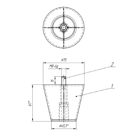 Опора мебельная Н-67, дуб сонома арт.ОМ67(дубс) - 1