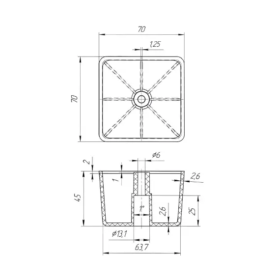 Опора мебельная Н-45, орех арт.ОМ45(орех) - 1