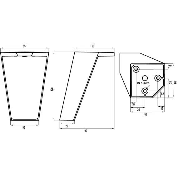 Опора мебельная нерегулируемая X-039 120 DiPi граб глянцевый - 1