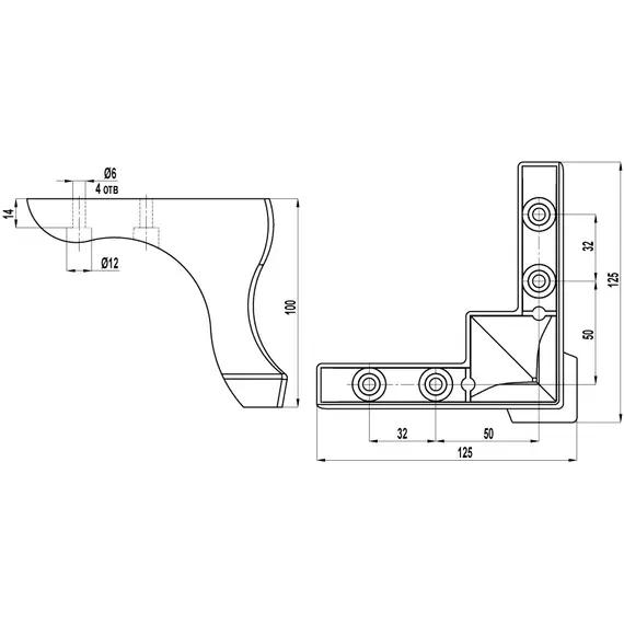 Опора нерегулируемая Х-020 100 RAL 1013 жемчужно-белый матовый ПЗ арт.X-020 100 (жбм) - 1
