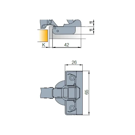 Петля B-type i3 с доводчиком Glissando угловая 30 110/52/9 мм арт.242-0P80-650-00 - 1