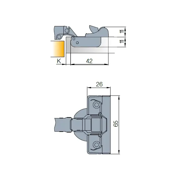 Петля B-type i3 с доводчиком Glissando угловая 45 110/52/9 мм арт.242-0D17-650-00 - 2