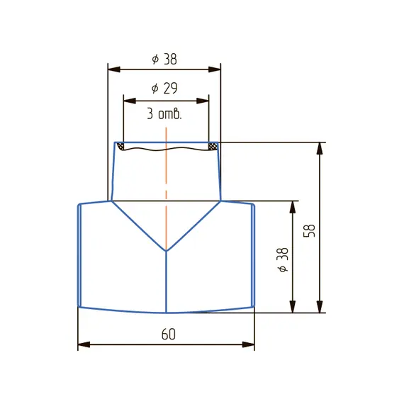 Тройник D=28 мм (хром матовый) - 1