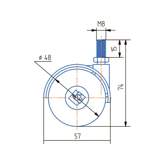 Опора колесная ОК 1 черная  со штырь мягкий ход - 1