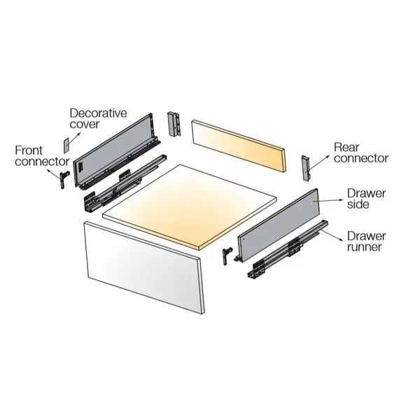 Выдвижной ящик с тонкой стенкой Titus Tekform slimline DW100 500 мм, цвет белый. Арт: 655-8F50-150-00 - 5