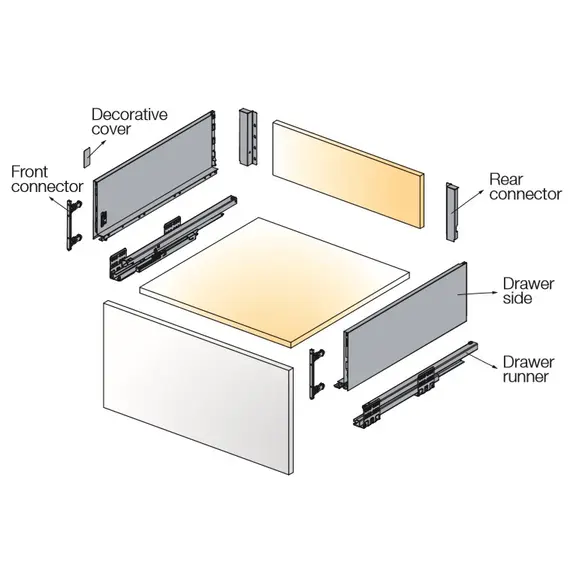 Выдвижной ящик с тонкой стенкой Titus Tekform slimline DW145 500 мм, цвет белый. Арт: 655-8G50-150-00 - 5