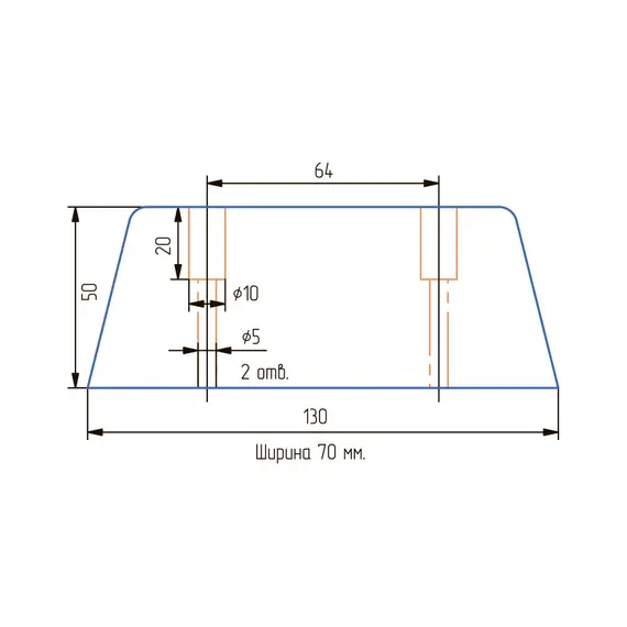 Опора стационарная прямоугольная ОСП 50 коричневая (Опора №2 – венге) - 1