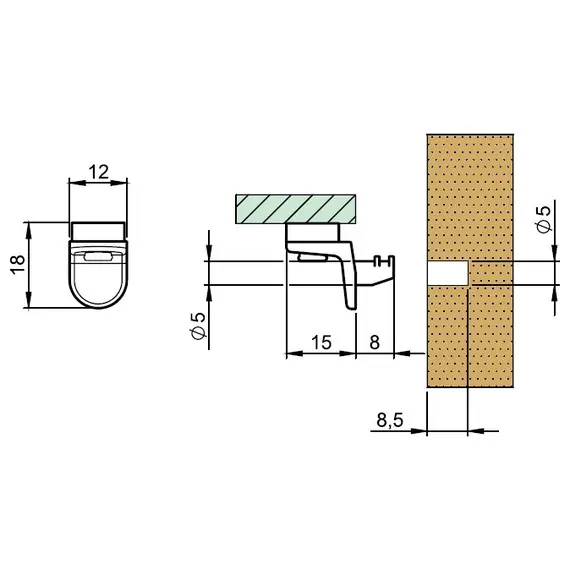 Полкодержатель с присоской для стеклянных полок (никель) арт.RG06.00.50 - 1