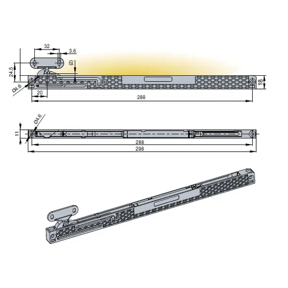 Доводчик Titus Slidix TE для раздвижных и душевых дверей 15 кг арт.975-9315-380-00 - 1