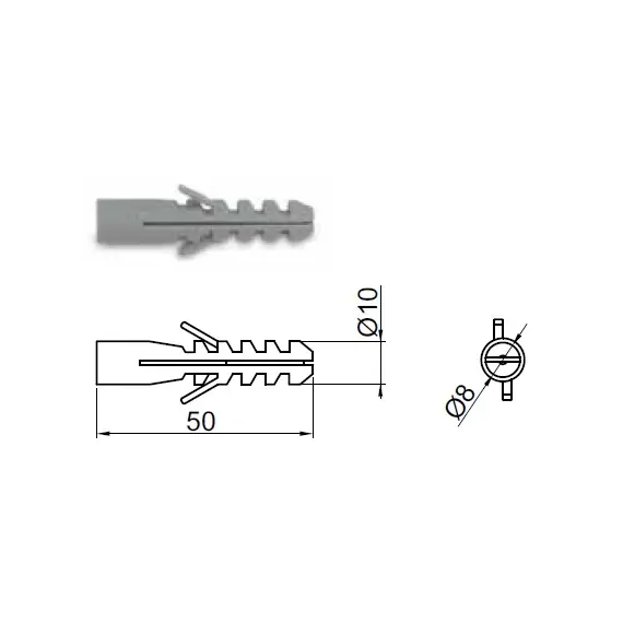 Дюбель 10х50 пластик (серый) арт.586.1050.06 - 1