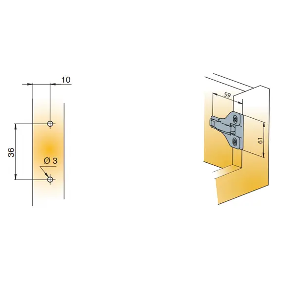Монтажная планка петли Titus S-type F6 мм. Арт: 244-3655-650-00 - 2