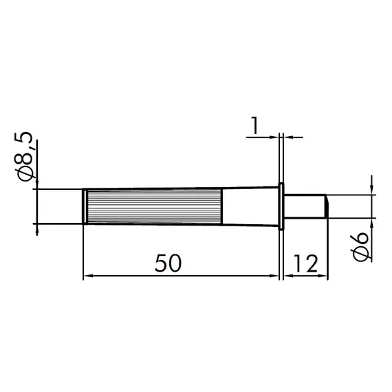 Демпфер мебельный Metalimpex 10x50 мм врезной серый. Арт: 240.7078.06 - 1
