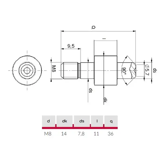 Штифт М8х36мм арт.861E108036Z - 1