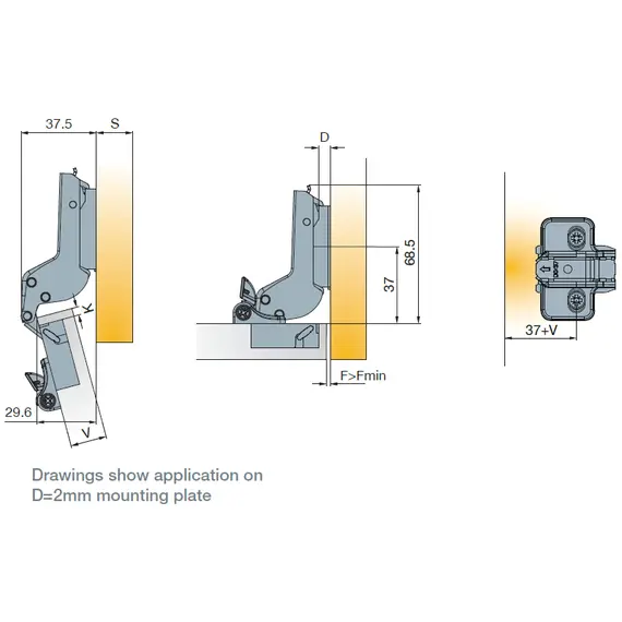 Петля 120/45/17 T-type Glissando с доводчиком установка без инструментов PressTo арт.701-0DT6-054 - 8