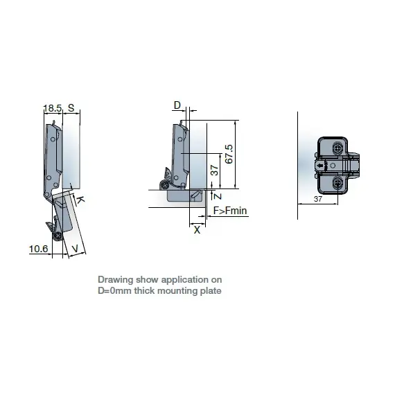 Петля T-type TeraBlack Glissando с доводчиком 110/45/0 мм и cистемой ускоренной сборки Easy-fix арт.701-0AT4-956-00 - 10