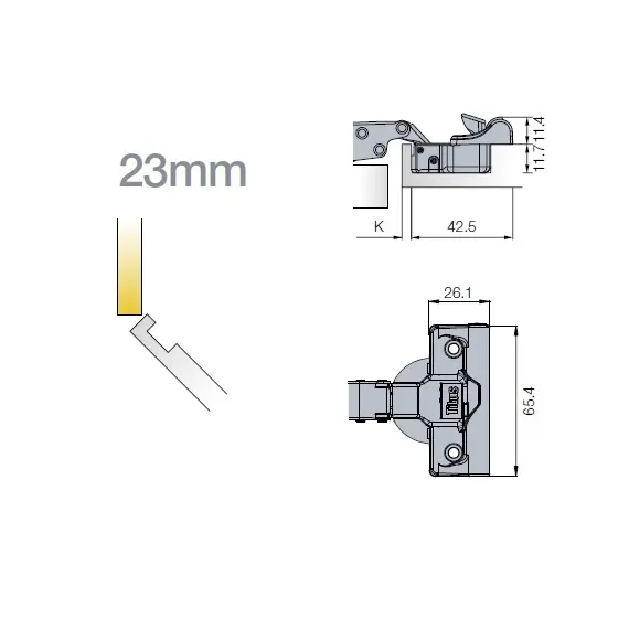 Петля T-type-i Noir Glissando с доводчиком 110/45/23 мм, 45 гр арт.701-0W59-668-00 - 3
