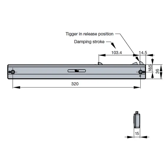 Доводчик Titus Slidix TB для шкафов с раздвижными дверьми 40 кг арт.975-9492-380 - 4