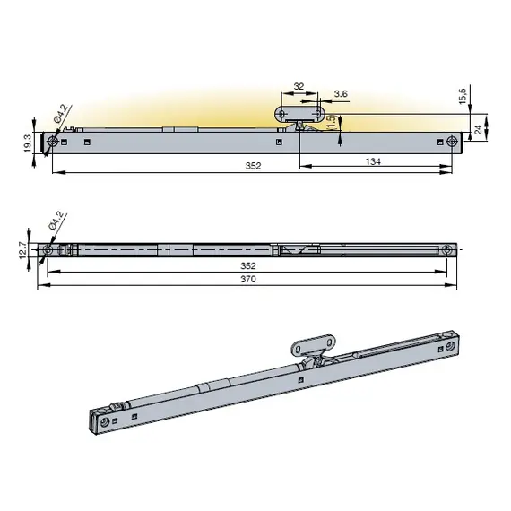 Доводчик Titus Slidix TA II для тяжелых раздвижных дверей 40 кг арт.975-9436-040-00 - 1