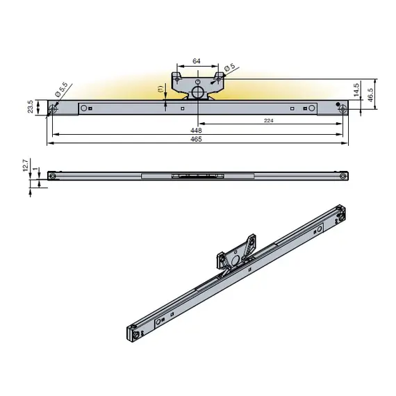 Доводчик Titus Slidix Centro для навесных раздвижных систем, для двери 40 кг арт.975-9218-040-00 - 1