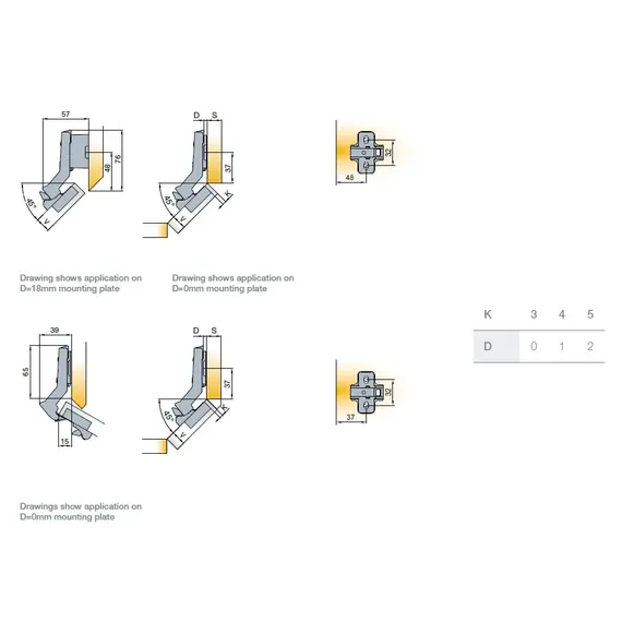 Петля мебельная Titus S-Type i3 угловая (45гр) 110/52/18 мм арт.242-0H47-650-00 - 2
