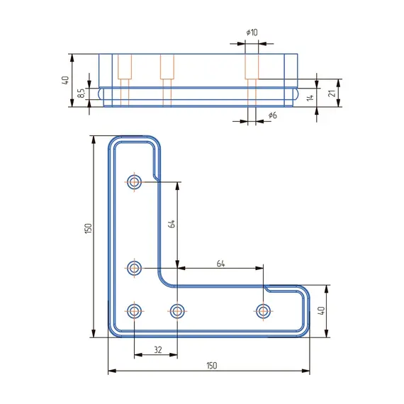 Опора мебельная угловая ОМБУ 40-07 коричневая - 1