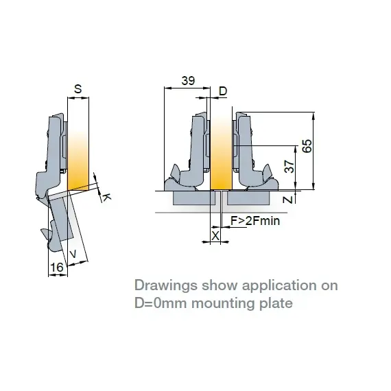 Петля S-type i3 с доводчиком Glissando 110/52/9 мм арт.242-0978-054-00 - 2