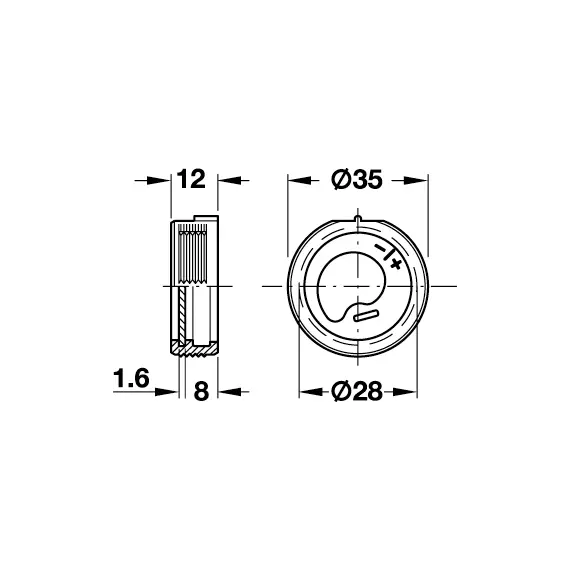 Навес врезной регулируемый D35х12 мм пластик (черный) арт.125.3500.03 - 1