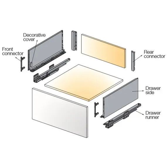 Выдвижной ящик с тонкой стенкой Titus Tekform slimline DW182 450 мм, цвет белый. Арт: 655-8H45-150-00 - 5