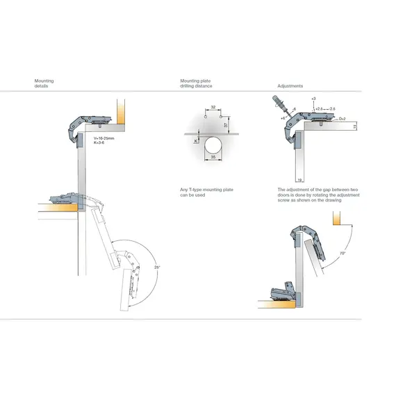 Петля Titus T-Type для складных фасадов 70/48 мм арт.721-0PL0-650-00 - 5