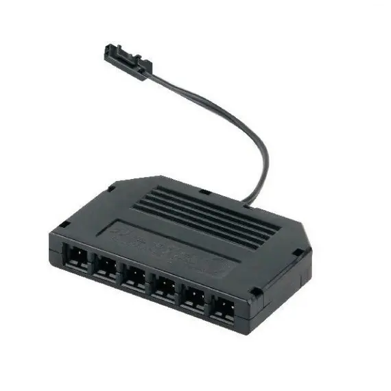 Разветвитель на 6 LED светильников, провод 15 см, 2x0,22мм2, с мини-штекером, черный арт.OKS-MIN-6P-CZ