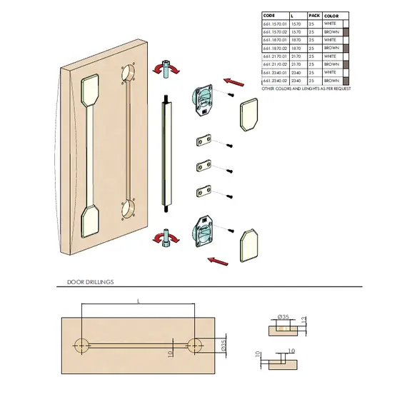 Выравниватель фасадов мебели Metalimpex 1570 мм коричневый. Арт: 661.1570.02 - 1