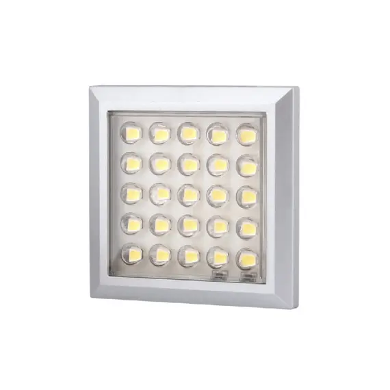 Светильник LED SQUARE XL, 2,0W 12VDC 25LED 3000К, провод 2 м, алюминий арт.SQUARE-XL-AL-30K-01