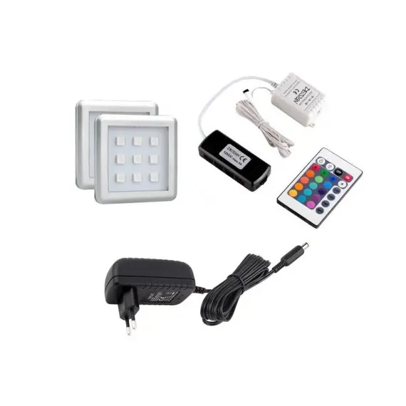 Комплект светильник LED SQUARE RGB (2 шт + пульт + блок питания), провод 2 м арт.ZSQUARE-RGB-2P-01W