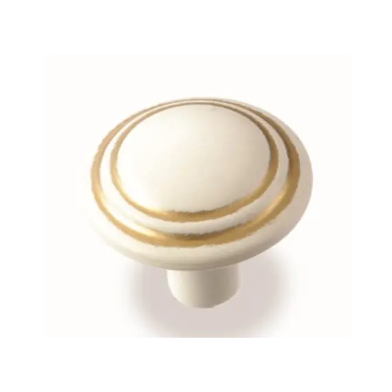 Ручка-кнопка FB-060 000 золото прованс/1013 жемчужно-белый матовый ВинтМ4*22-1шт ТЗП