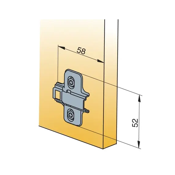 Монтажная планка петли Titus S-type F0 мм с дюбелем 7.5 мм. Арт: 244-0127-050-N1 - 2