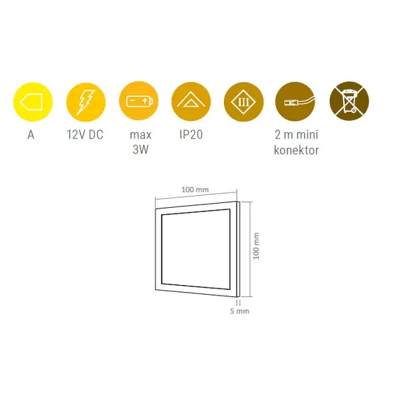 Светильник LED FOTON 3W 12VDC 6000К, провод 2 м, белый арт.FOTON-BI-60K-01 - 1