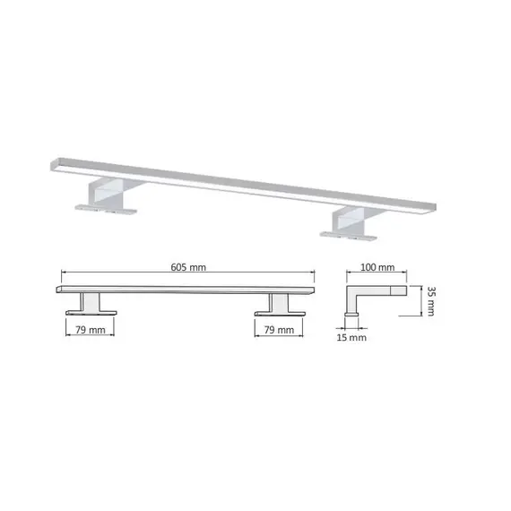 Светильник LED AMBER IP44 9W 230VAC 6000К, провод 30 см (х2), хром арт.AMBER-XL-60K-01 - 2