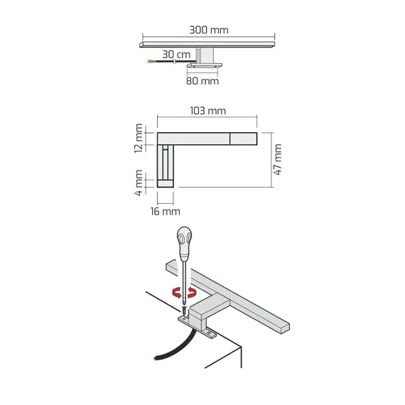Светильник LED AMBER UNIWERSALNY IP44 4,5W 230VAC 3000К, провод 30 см, черный арт.AMBER-U-CZ-30K-01 - 2