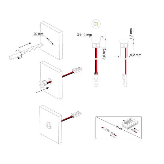 Светильник LED STAR 0,6W 12VDC 6000К, провод 2 м, хром арт.STAR-CH-60K-01 - 2