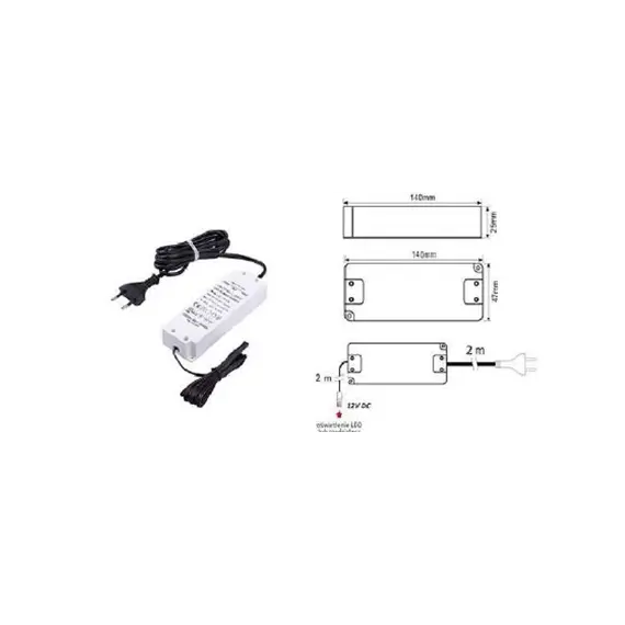 Блок питания LED STANDARD PLUS 33W 12VDC, черный провод 4 м, мини-гнездо арт.U12-033-SP-2C0-201