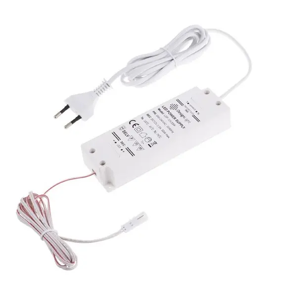 Блок питания LED STANDARD PLUS 33W 12VDC, белый провод 4 м,  мини-гнездо  арт.U12-033-SP-2B0-201B